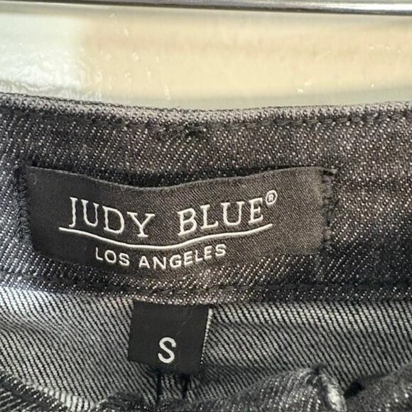 Judy Blue Denim Skirt Womens Small Black Wash Raw Frayed Hem Stretch JB2811 - Picture 3 of 7